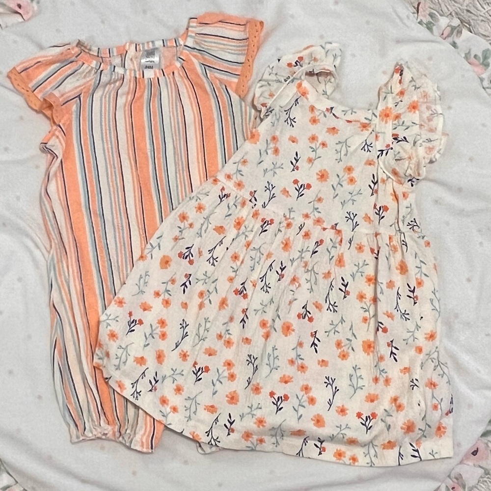 Carters set of romper and dress baby girls 24 months EUC